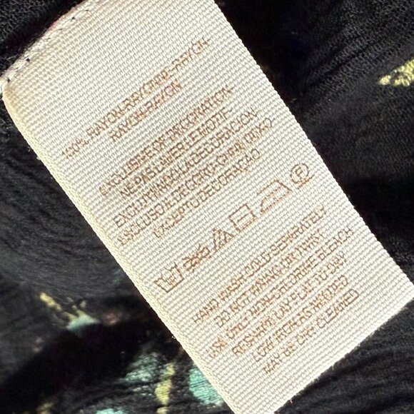 Free People Women's Just The Two Of Us Tunic Black Floral Long Sleeve Size Small - Picture 9 of 12